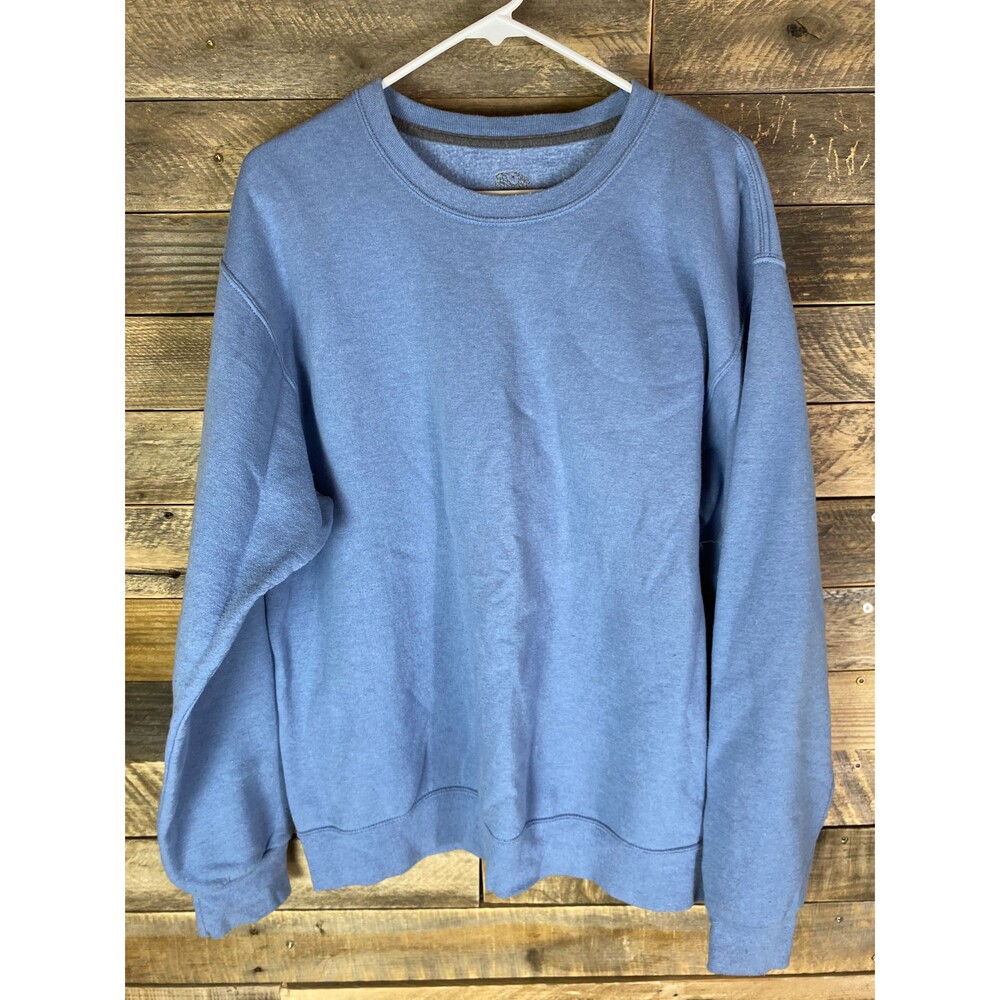 Fruit of the Loom Men's Size L/G Blue Crew Neck Sweatshirt Pullover Activewear